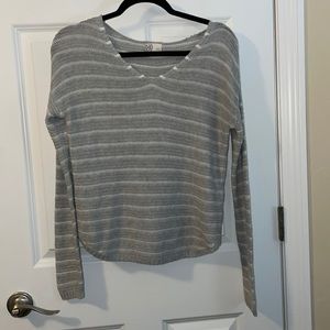 gray and white striped sweater